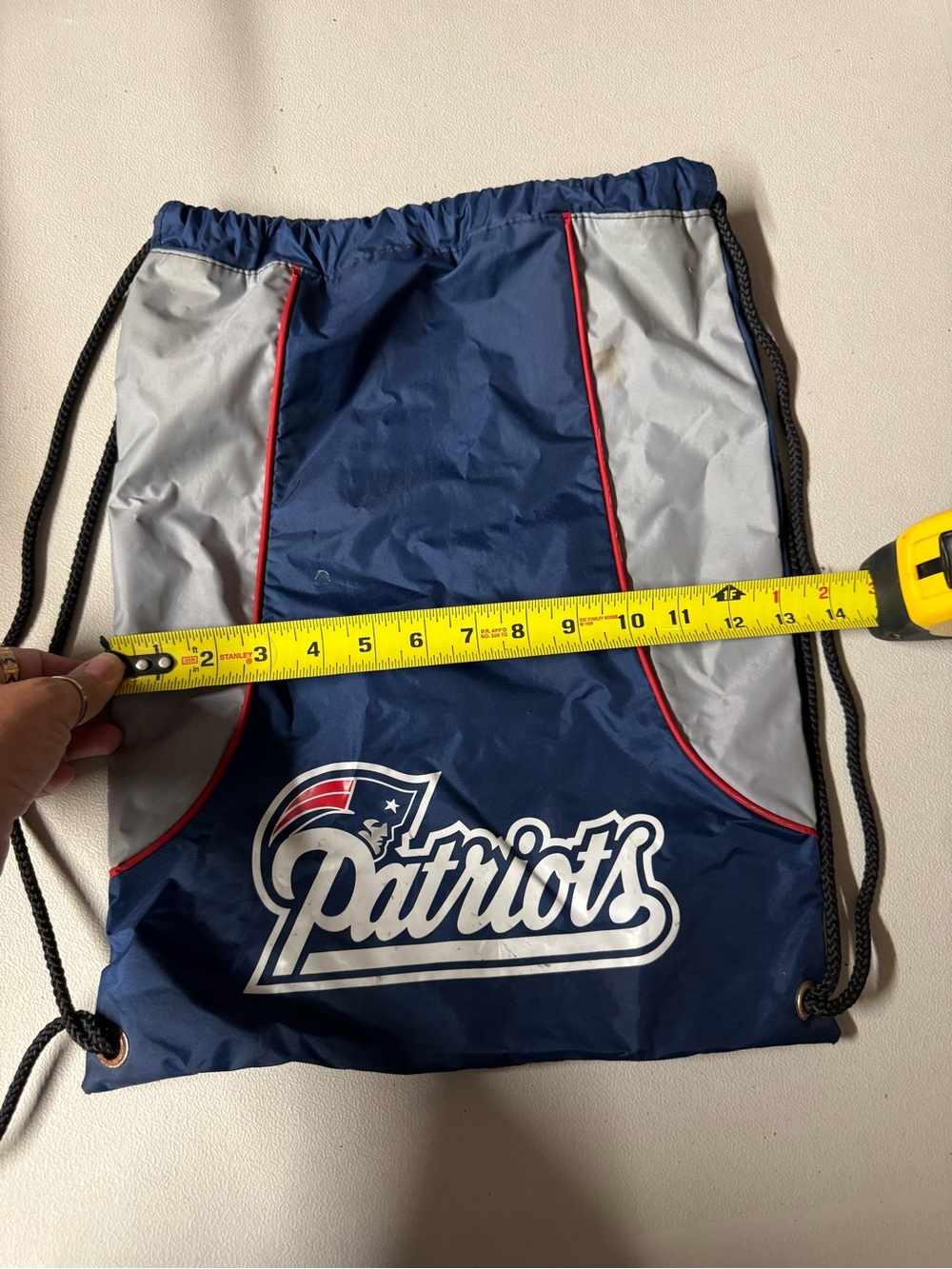 Football NE Patriots Navy Blue Logo Drawstring Bag